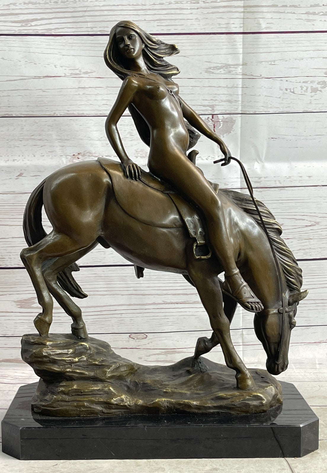 Bronze Sculpture Collectible Masterpiece of Lady Godiva Hot Cast Figurine Figure