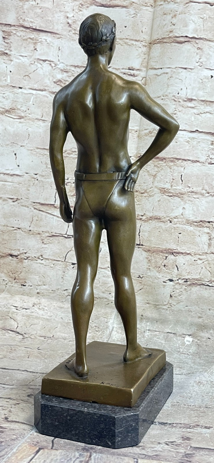 Handcrafted bronze sculpture SALE Bas Marble God Roman Athletic Original Signed