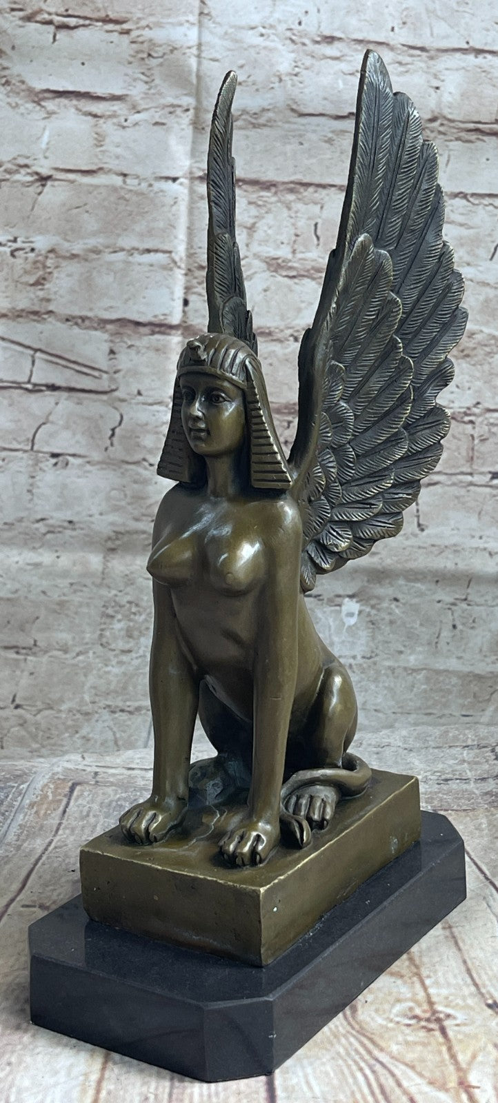 Bronze Sculpture Egyptian Nude Naked Sphinx by Italian Artist Vitaleh Hot Cast