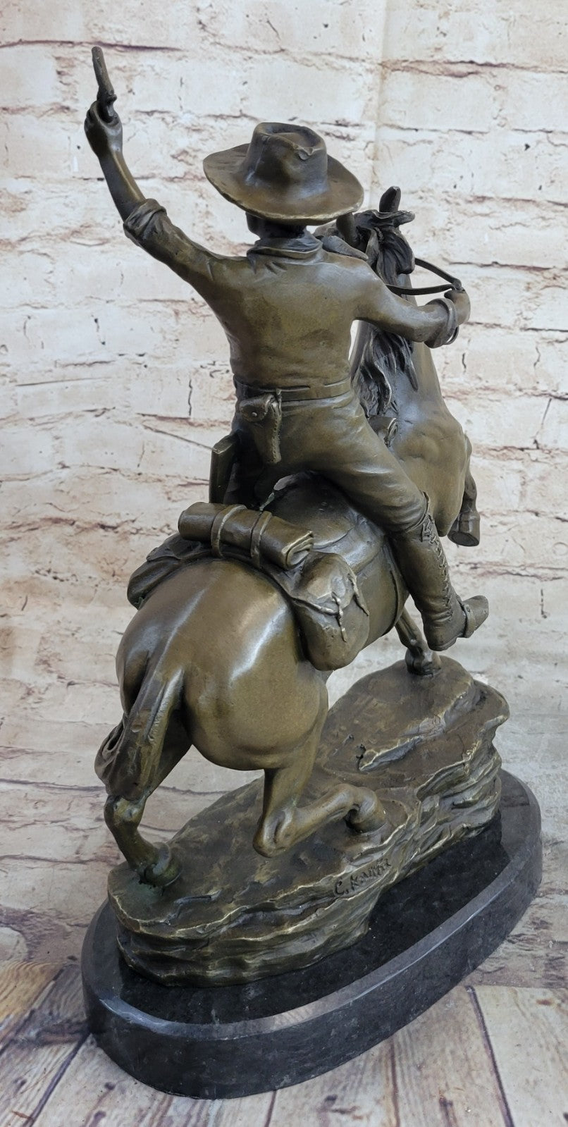 "The Desperado" by Carl Kauba Cowboy Marshal horse Gun Bronze Sculpture Figurine