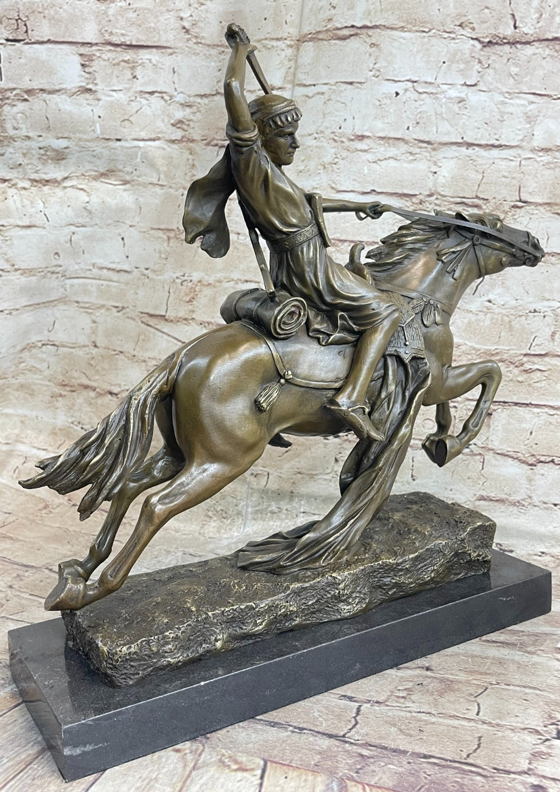 Franz Bergman - Austrian cold painted bronze Arab on horseback with Sw