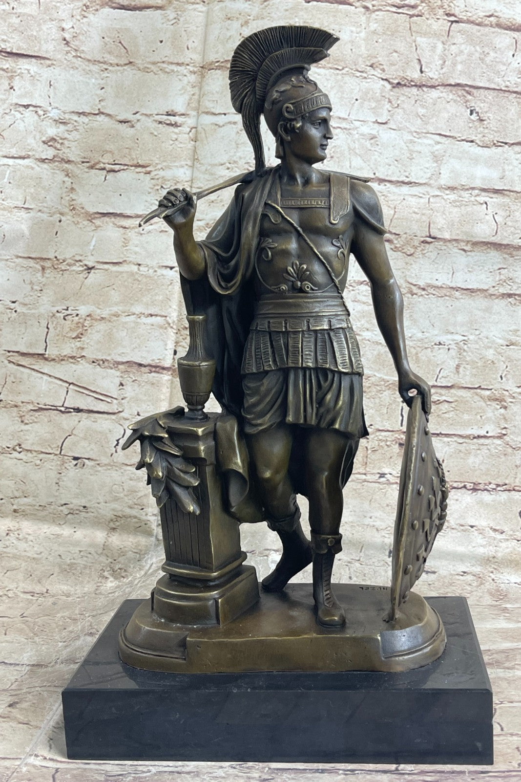 Bronze Sculpture of a Roman Warrior by Huzel , French Masterpiece Detailed Deal