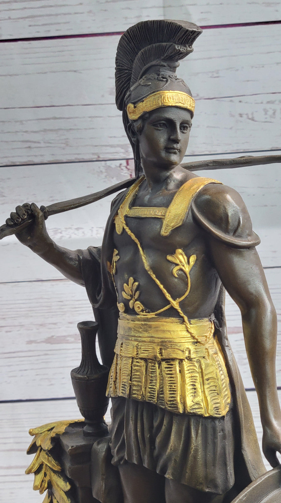 Fine Art Roman Warrior Bronze Sculpture Gilt Statue Hand Made Lost Wax