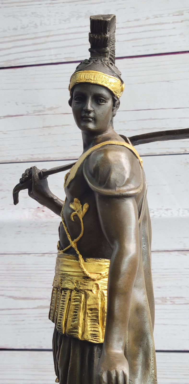 Fine Art Roman Warrior Bronze Sculpture Gilt Statue Hand Made Lost Wax