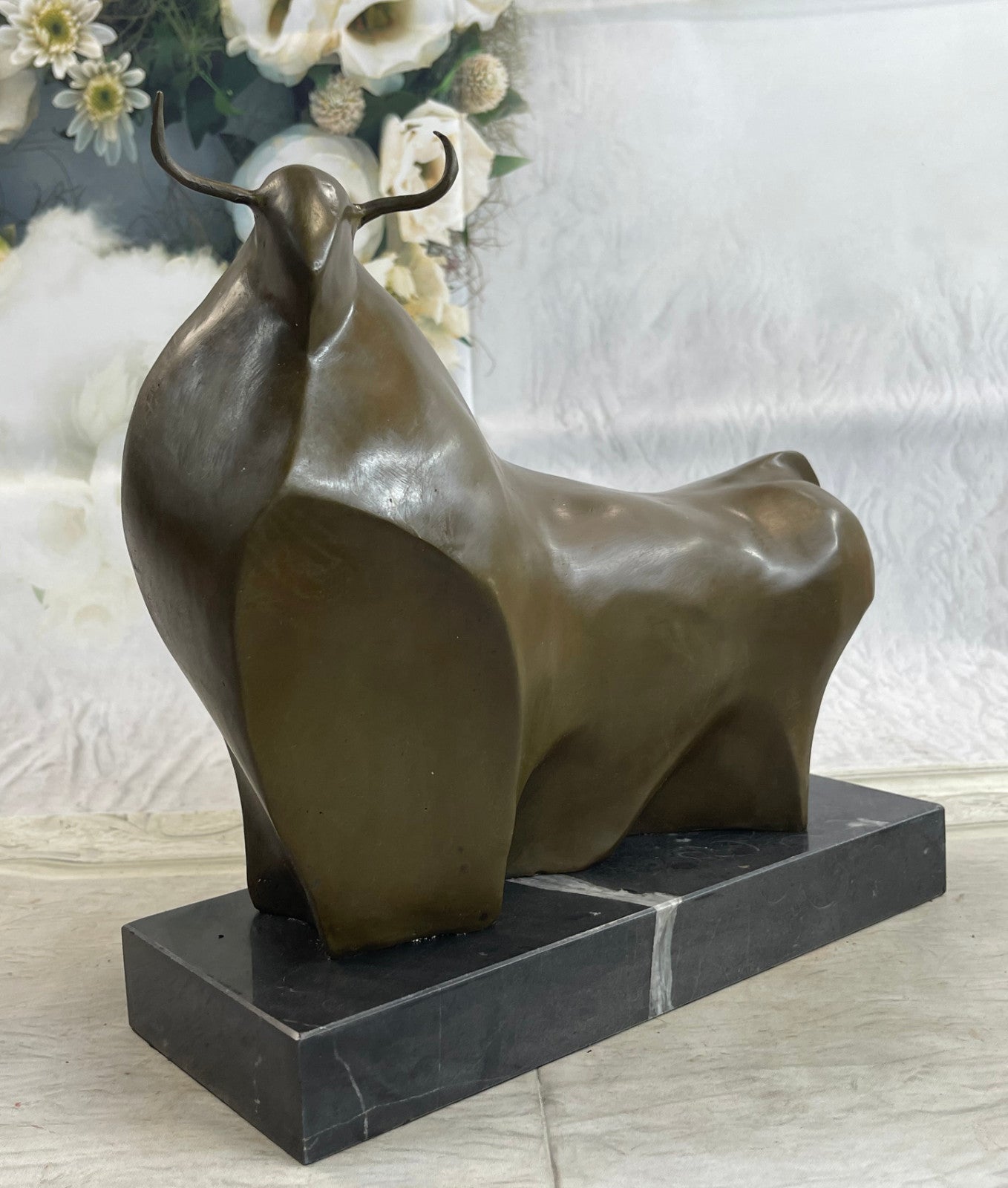 Bronze Sculpture Statue Large Fernando Botero Abstract Modern Bull Figurine NR