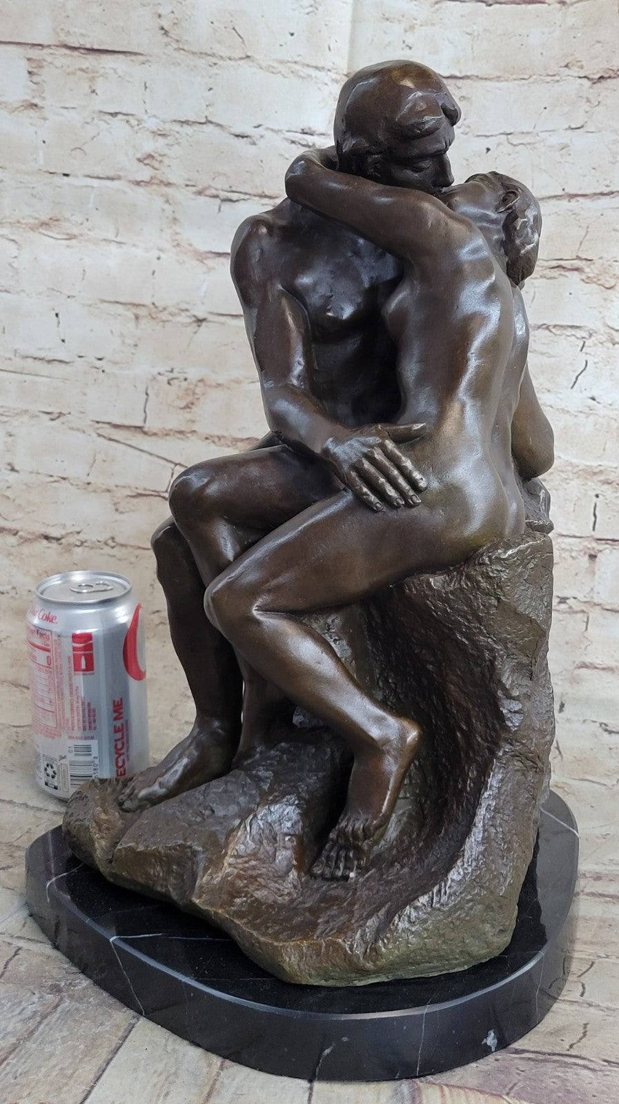 Bronze The Kiss Lovers Sculpture Auguste Rodin Nude Erotic Statue gift love art