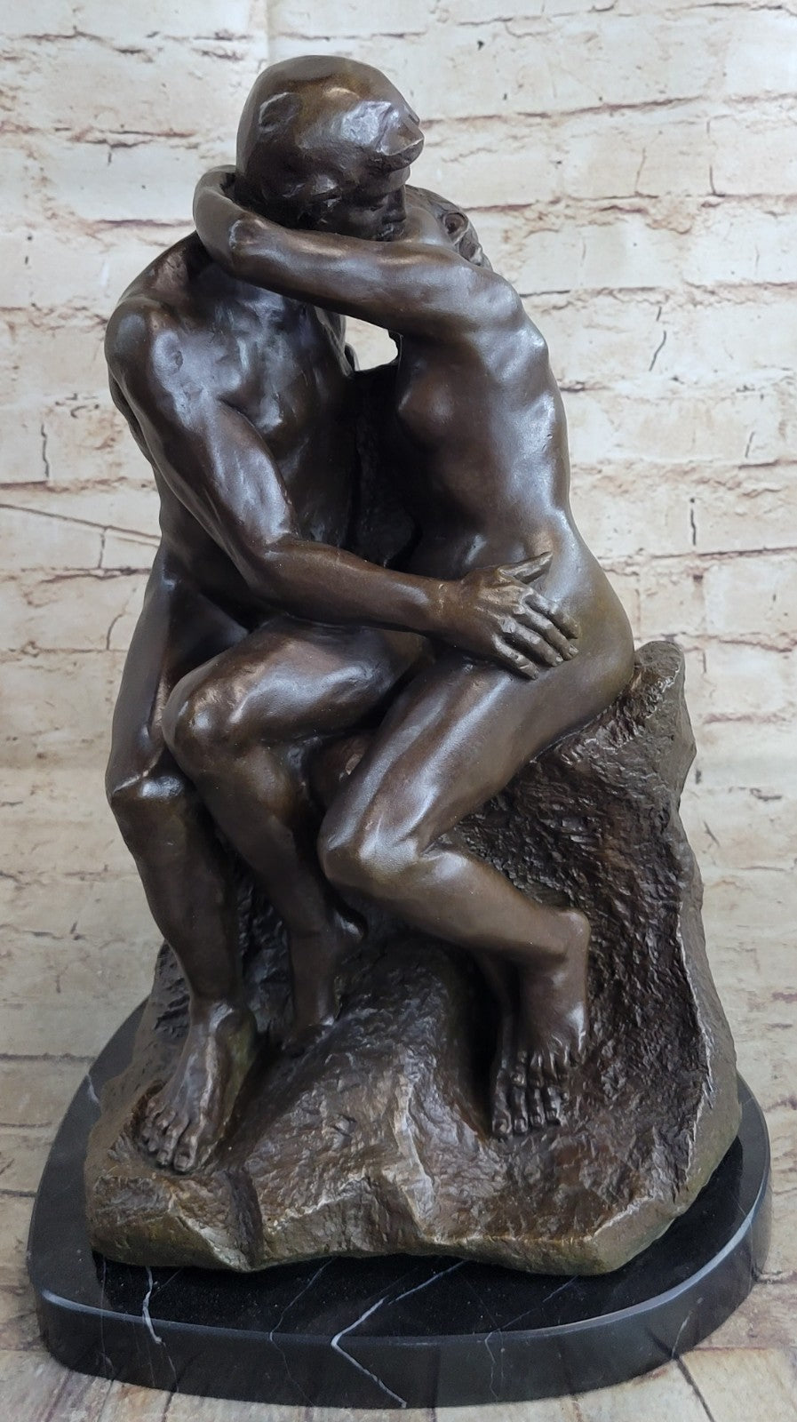 Bronze The Kiss Lovers Sculpture Auguste Rodin Nude Erotic Statue gift love art