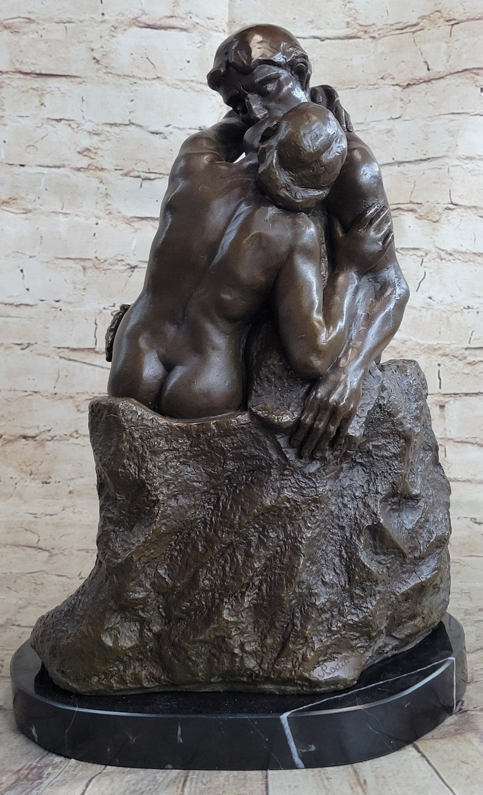 Bronze The Kiss Lovers Sculpture Auguste Rodin Nude Erotic Statue gift love art