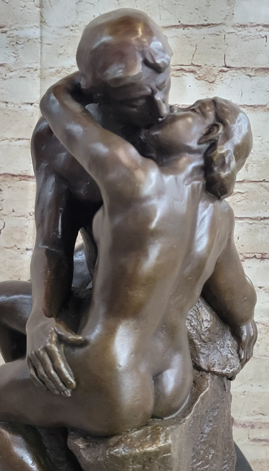 Bronze The Kiss Lovers Sculpture Auguste Rodin Nude Erotic Statue gift love art