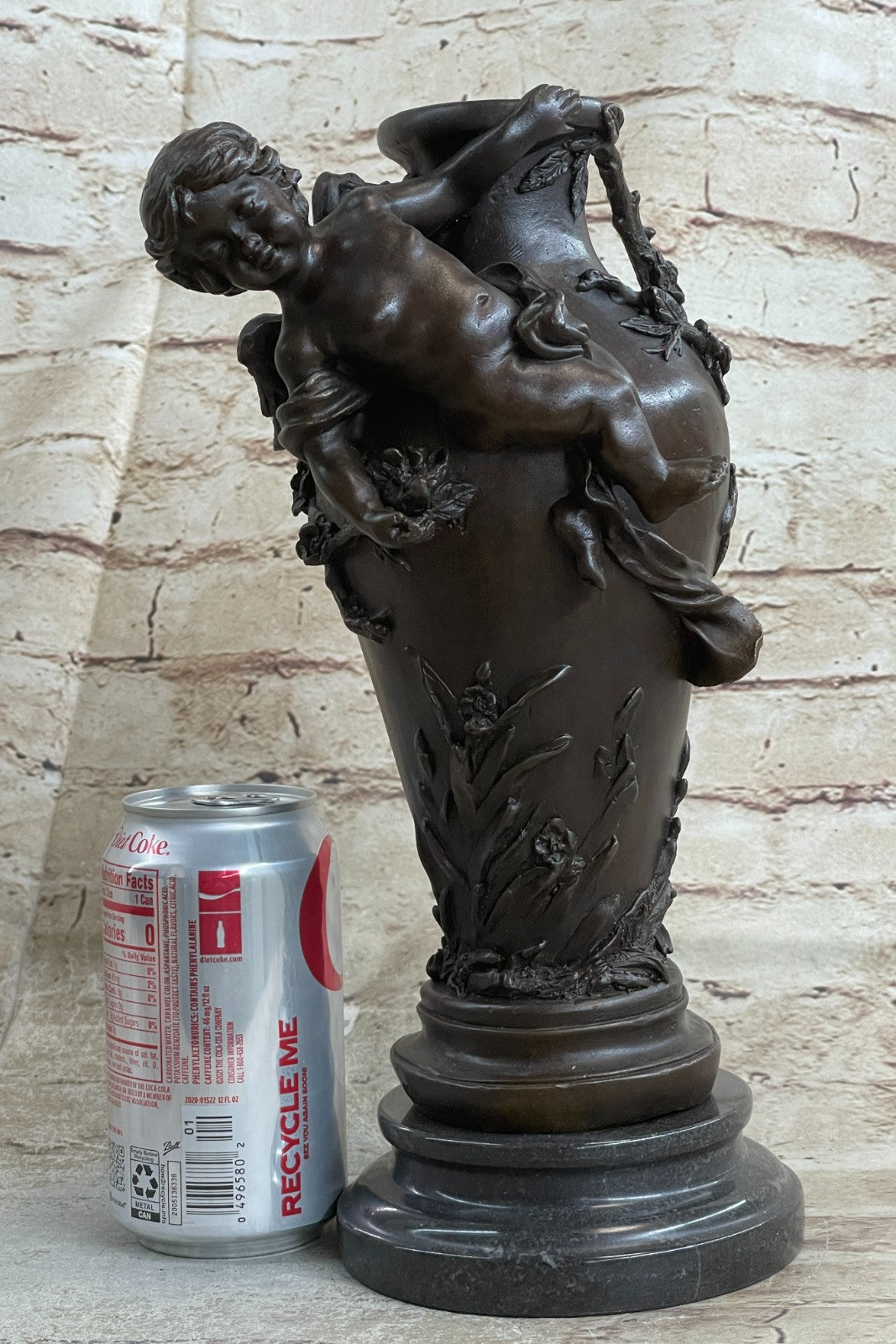 Art Deco Victorian Style Baby Angel Cherubs Vase Planter Bronze Statue Sale