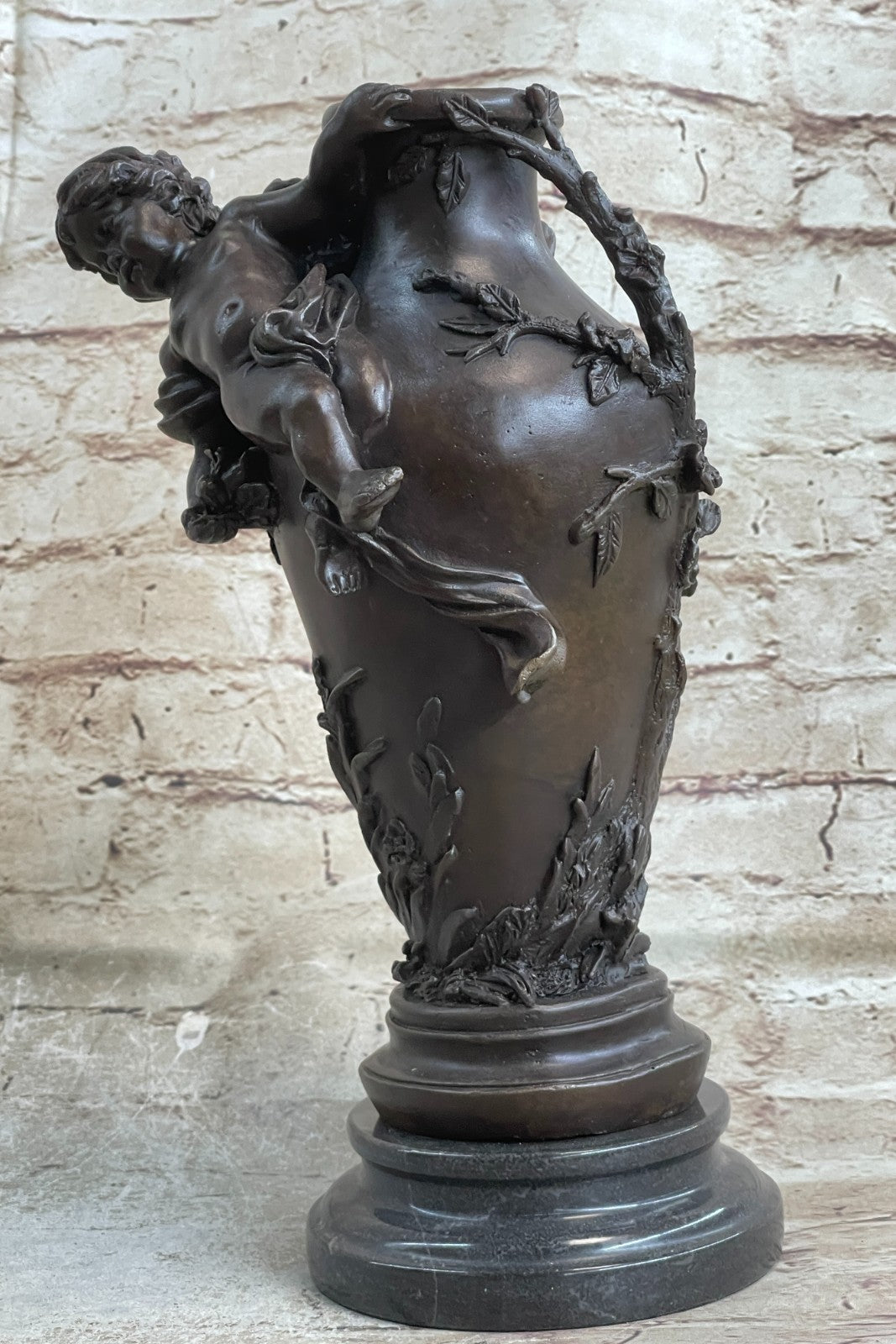 Art Deco Victorian Style Baby Angel Cherubs Vase Planter Bronze Statue Sale
