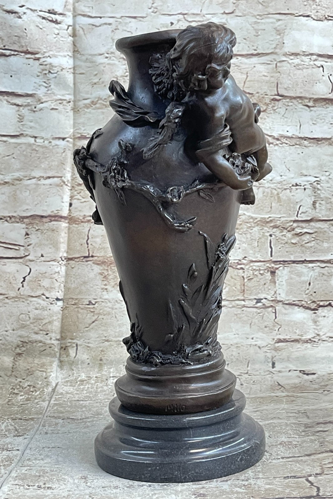 Art Deco Victorian Style Baby Angel Cherubs Vase Planter Bronze Statue Sale