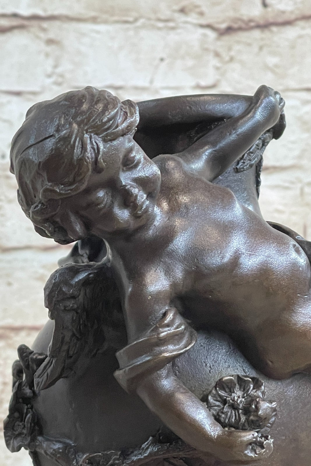 Art Deco Victorian Style Baby Angel Cherubs Vase Planter Bronze Statue Sale
