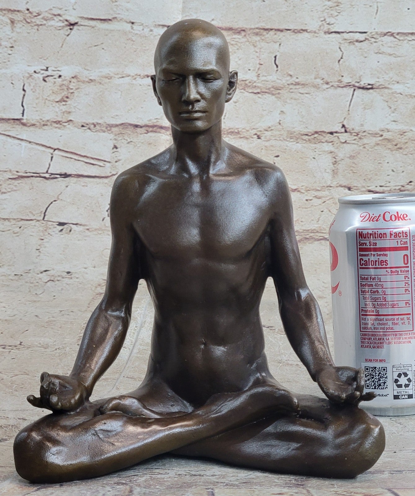 Bronze Statue Sensual Hot Cast Male Athlete Yoga Exercise Room Gym Art