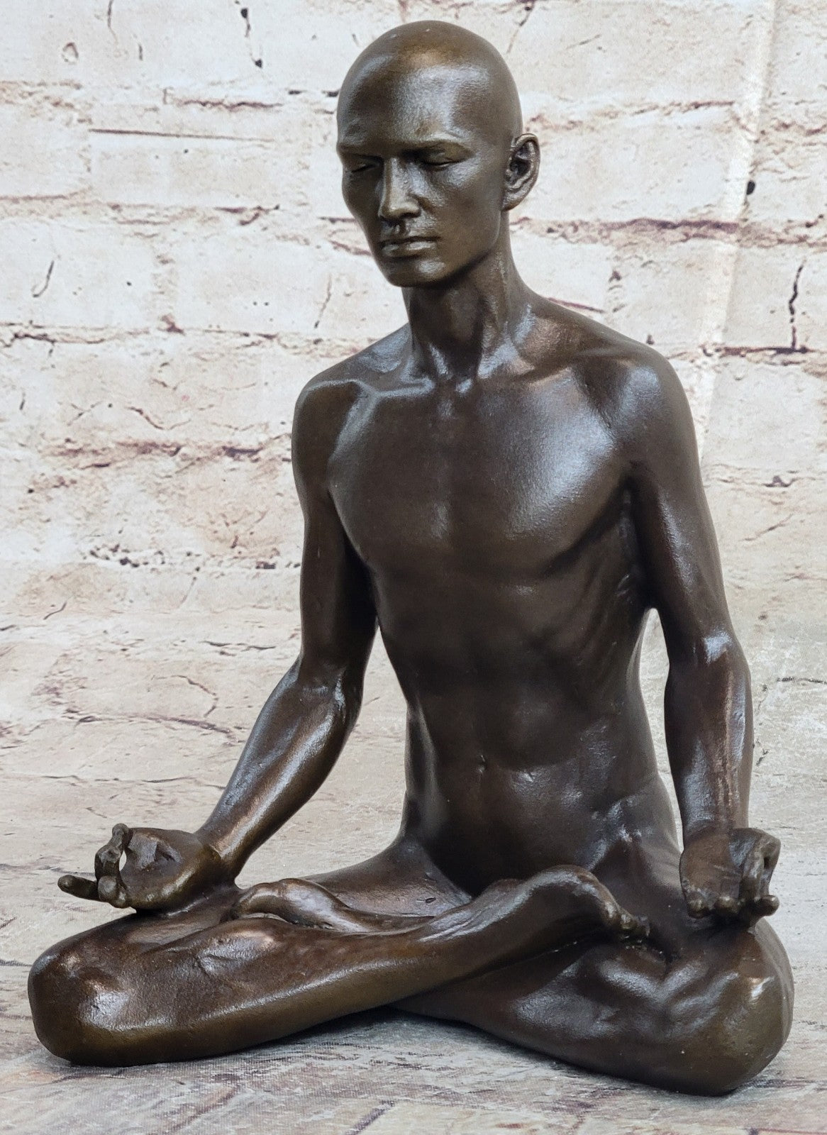 Bronze Statue Sensual Hot Cast Male Athlete Yoga Exercise Room Gym Art Figurine