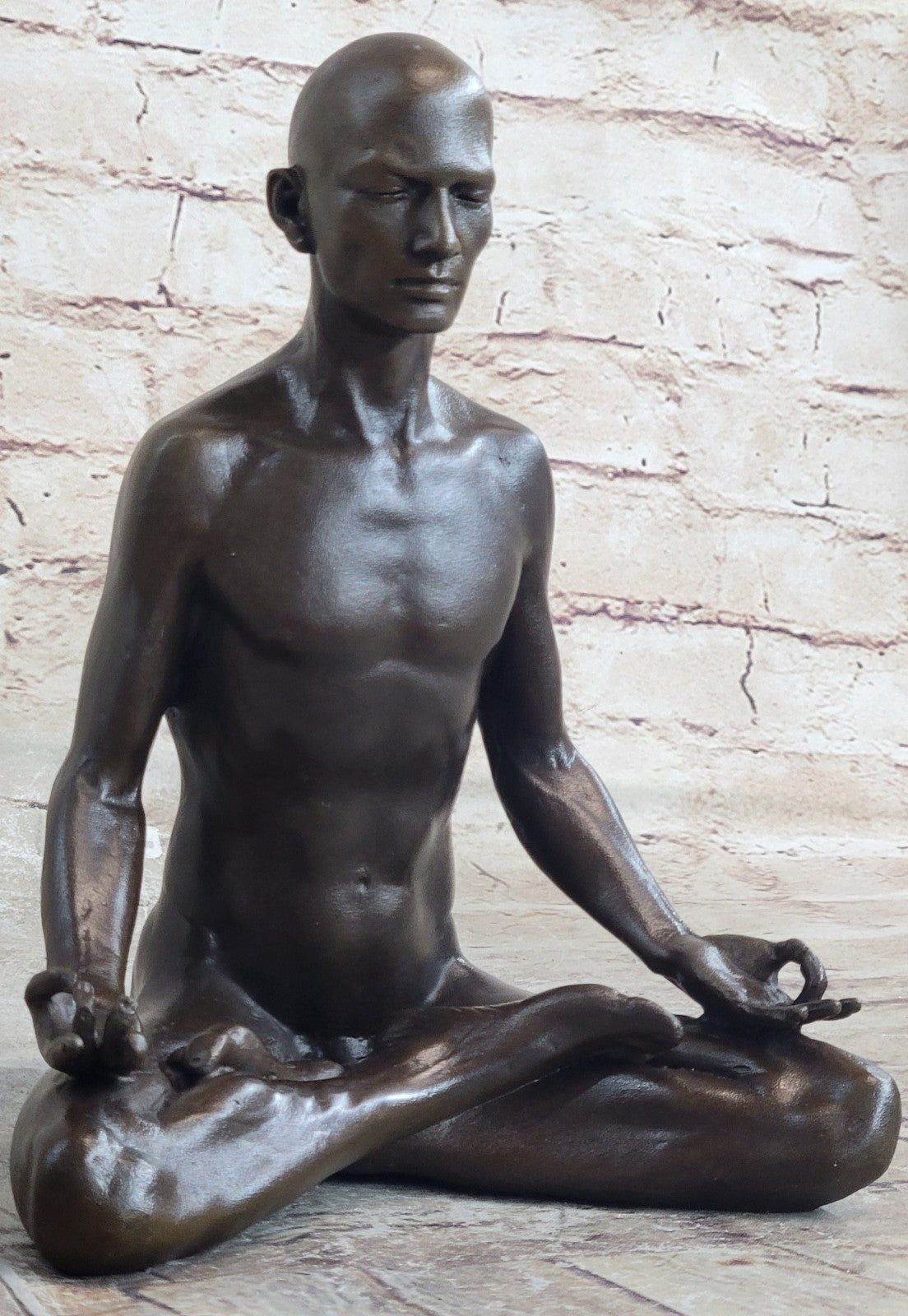 Bronze Statue Sensual Hot Cast Male Athlete Yoga Exercise Room Gym Art Figurine