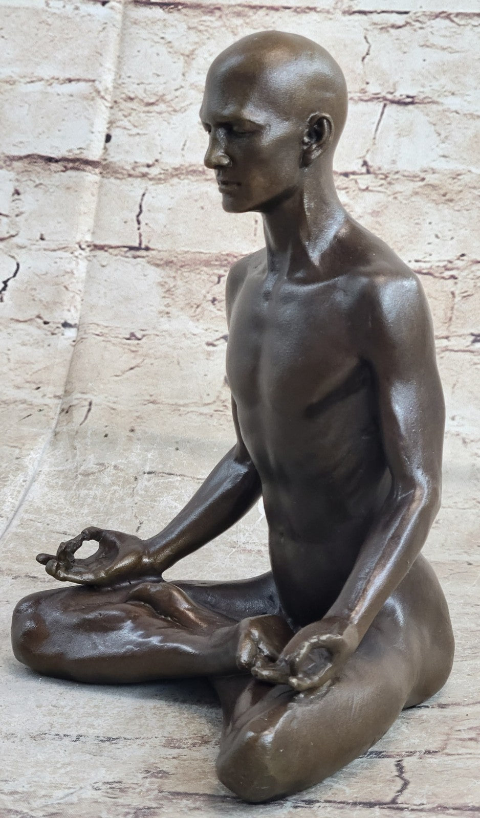 Bronze Statue Sensual Hot Cast Male Athlete Yoga Exercise Room Gym Art Figurine