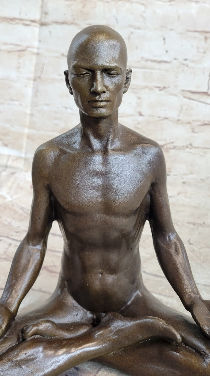 Bronze Statue Sensual Hot Cast Male Athlete Yoga Exercise Room Gym Art Figurine