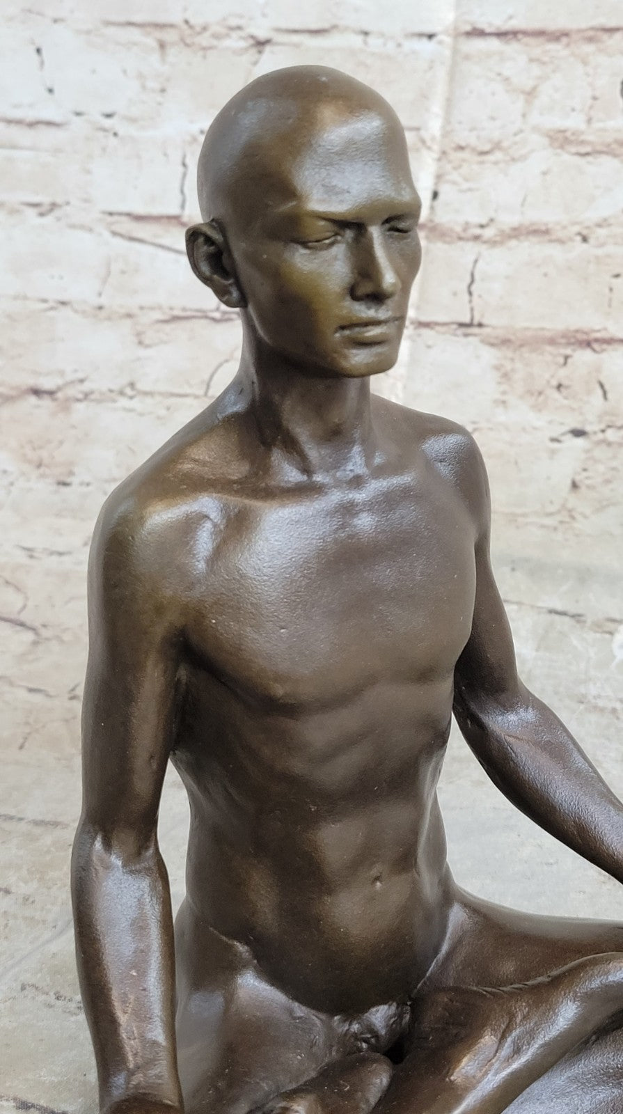 Bronze Statue Sensual Hot Cast Male Athlete Yoga Exercise Room Gym Art Figurine