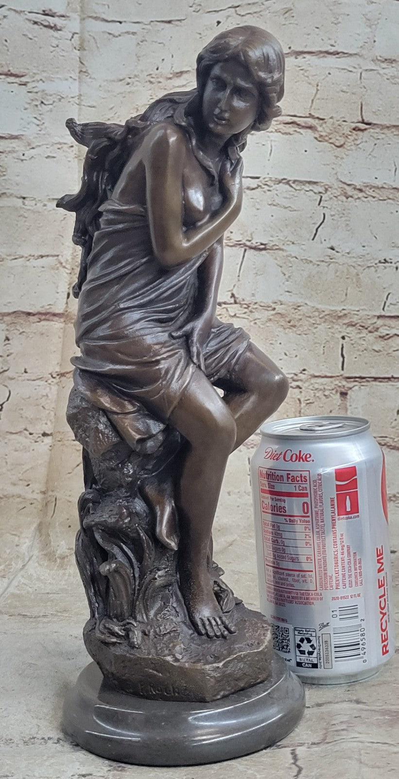 Hot Cast Roche Maiden Semi Nude Woman Bronze Sculpture Statue