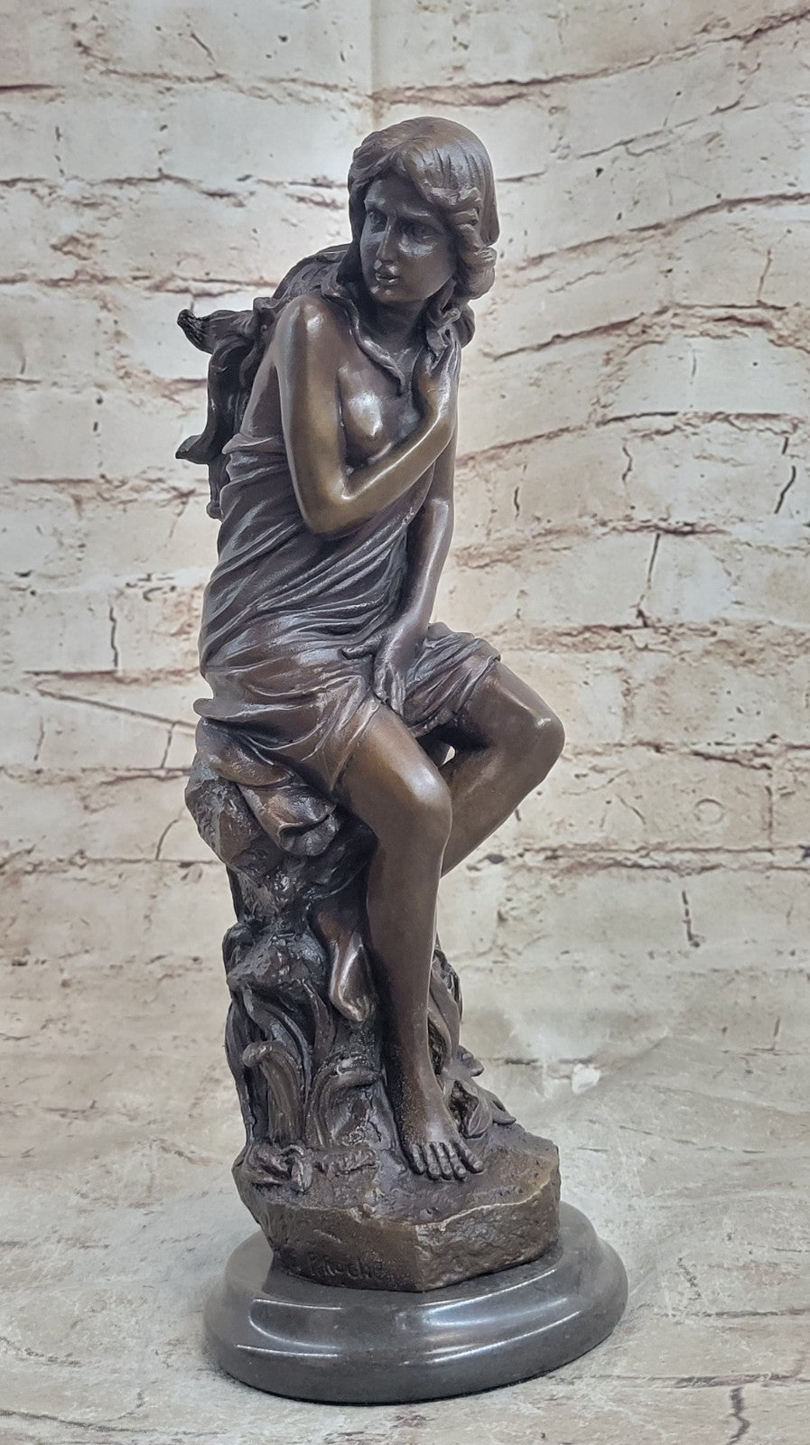 Hot Cast Roche Maiden Semi Nude Woman Bronze Sculpture Statue
