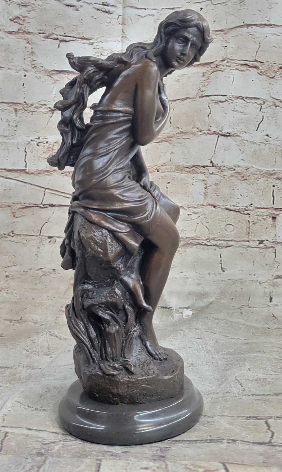 Hot Cast Roche Maiden Semi Nude Woman Bronze Sculpture Statue