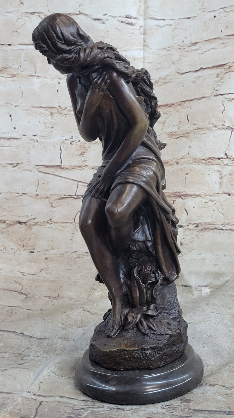 Hot Cast Roche Maiden Semi Nude Woman Bronze Sculpture Statue