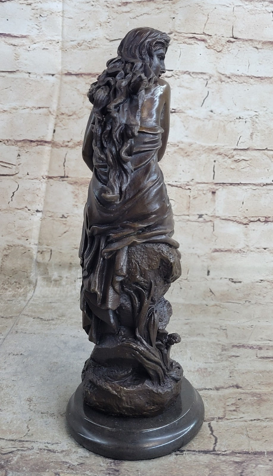Hot Cast Roche Maiden Semi Nude Woman Bronze Sculpture Statue