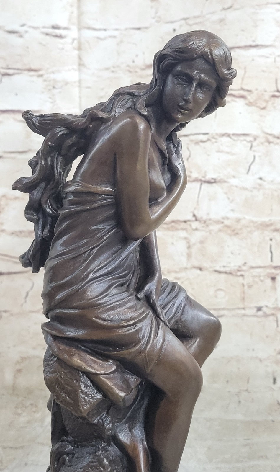 Hot Cast Roche Maiden Semi Nude Woman Bronze Sculpture Statue