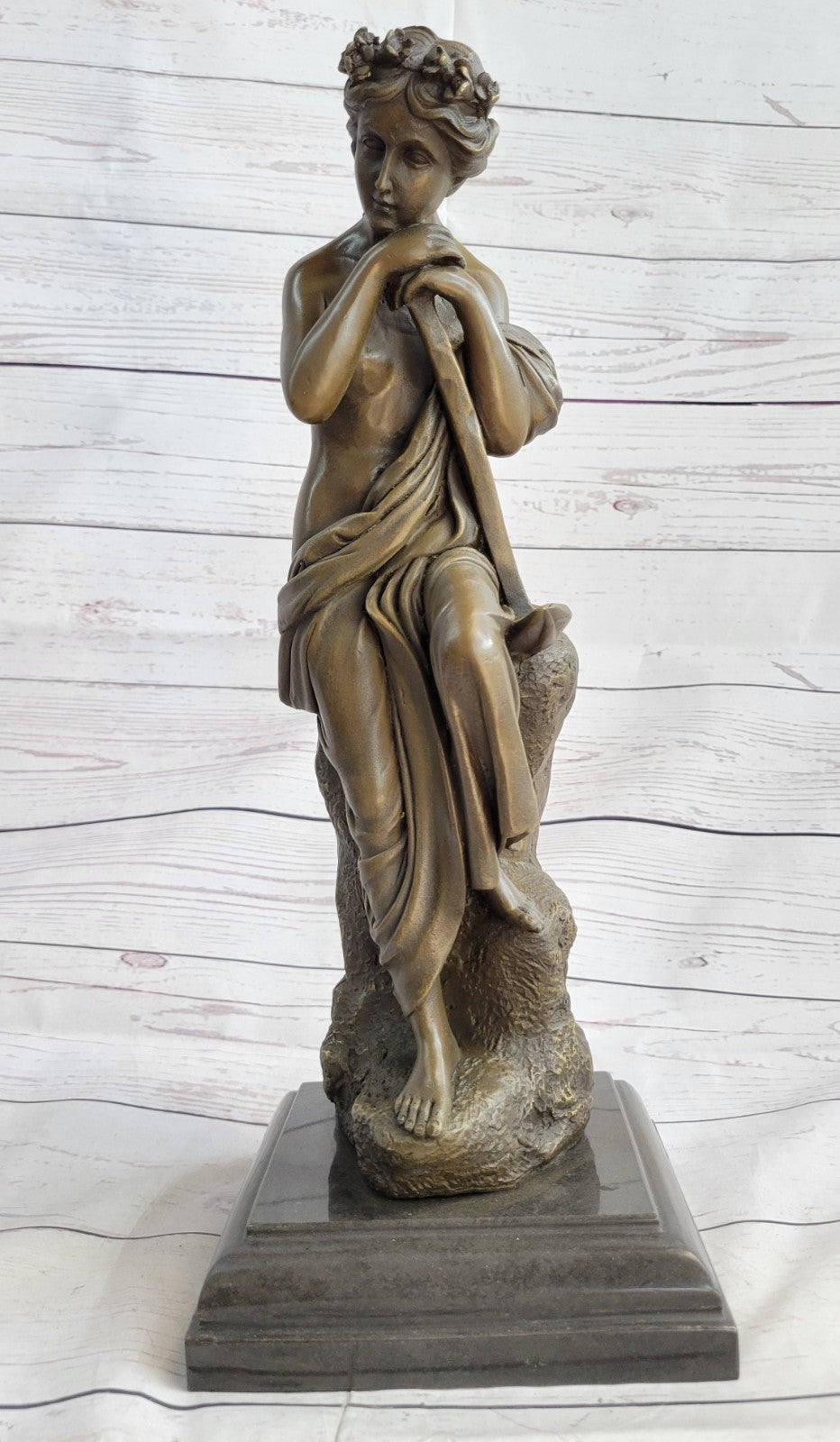 MAGNIFICENT FRENCH ART NOUVEAU DECO BRONZE NUDE STATUE OF A WOMAN SIGNED ART