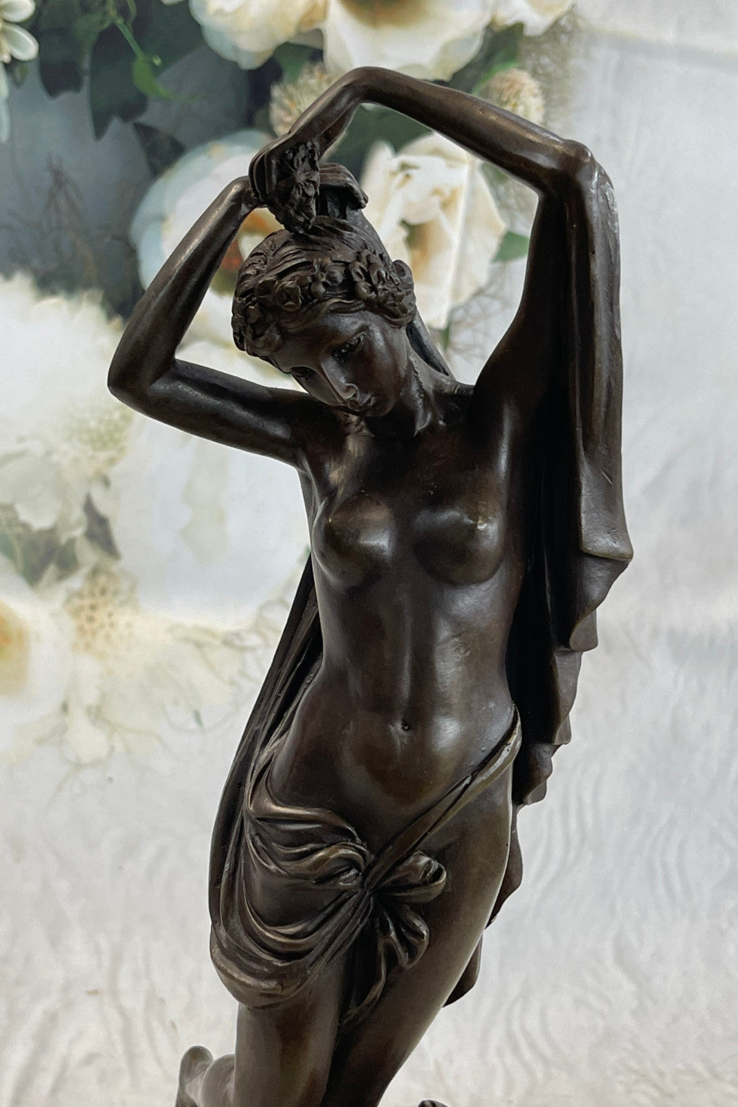 Putti Cherub Angel Cupid Mother`s Day Gift Bronze Marble Statue Romantic Nude