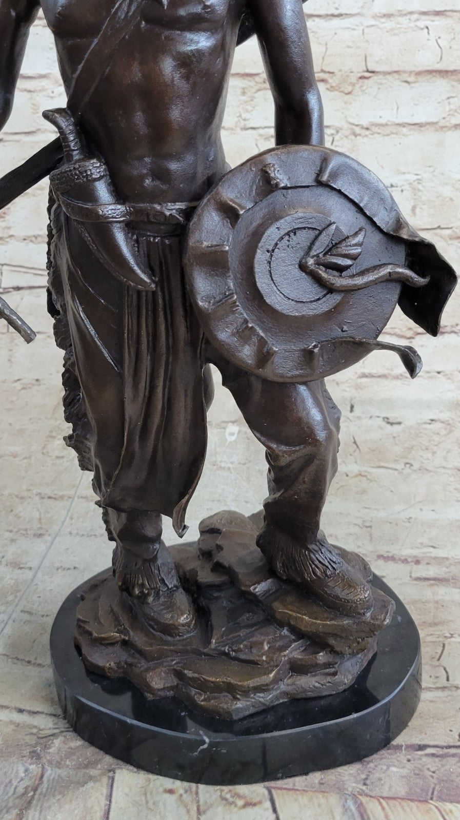 Signed Native American Indian Warrior Bronze Sculpture Statue Figurine Art Deco