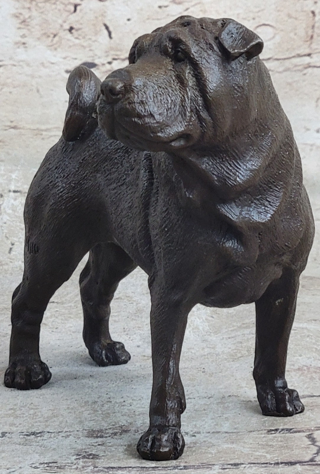 Magnificent Vintage Bronze "Shar pei Heads" Book End/Paperweights Sculpture 