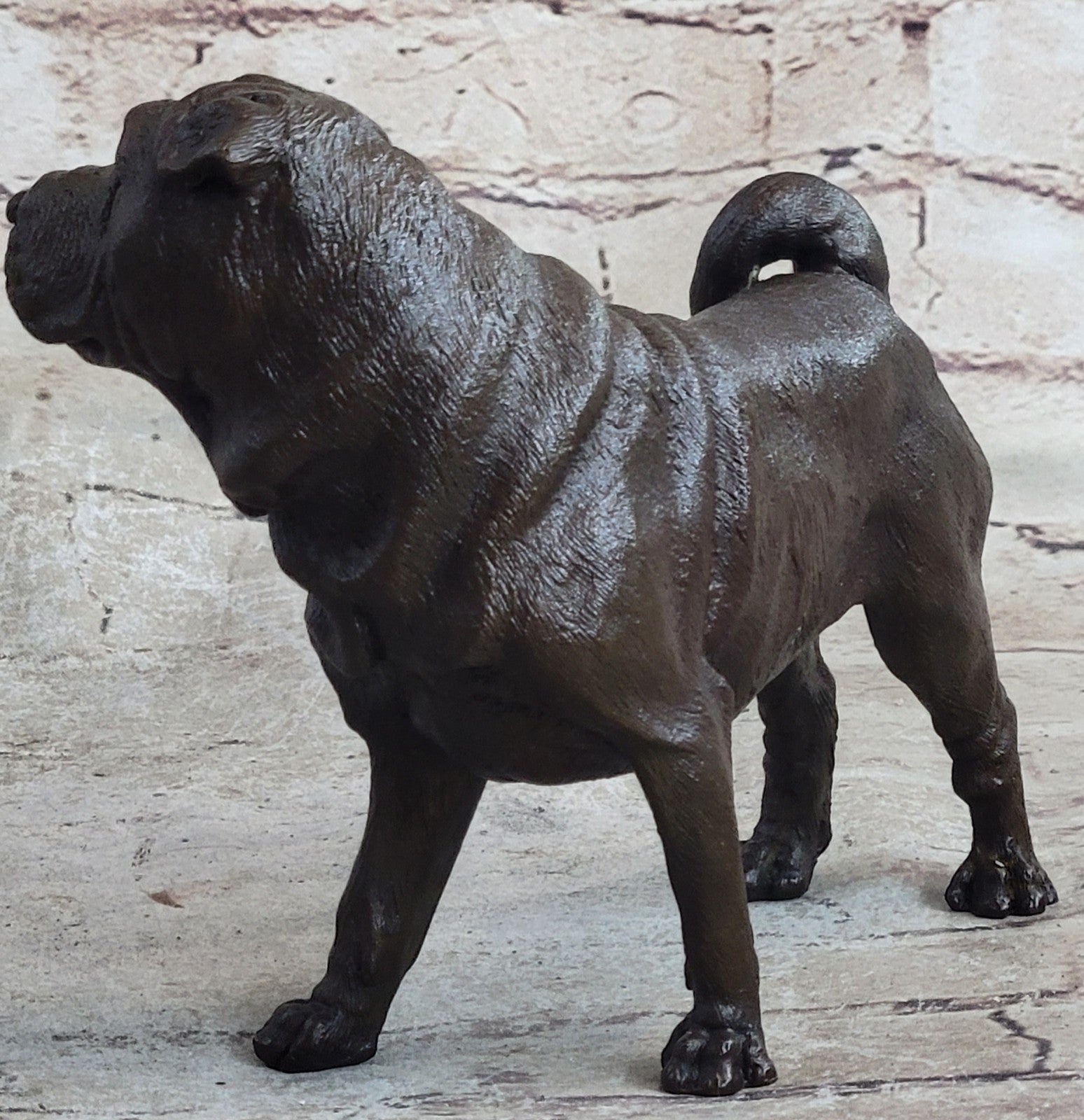 Magnificent Vintage Bronze "Shar pei Heads" Book End/Paperweights Sculpture 