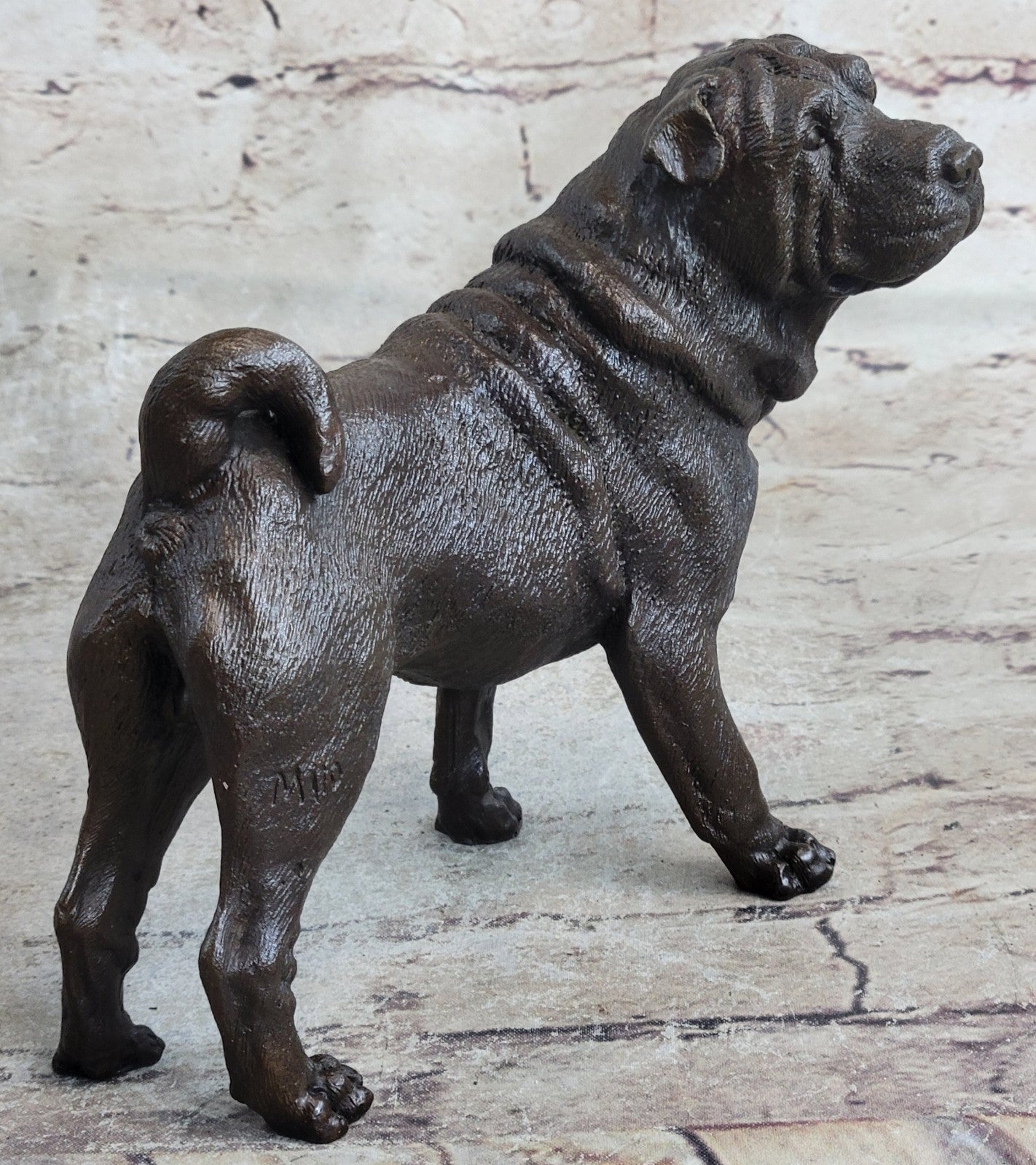 Magnificent Vintage Bronze "Shar pei Heads" Book End/Paperweights Sculpture 