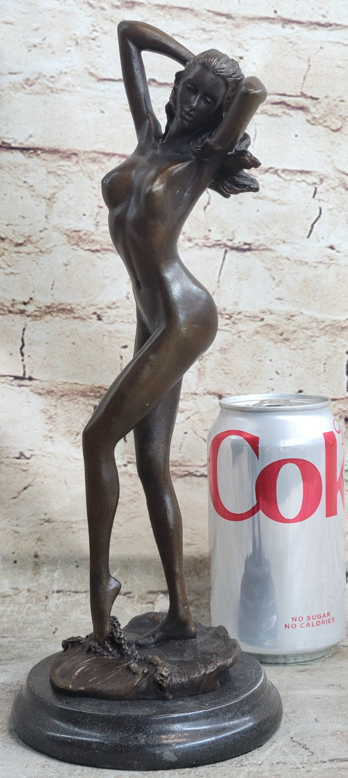 Signed High Quality Vitaleh Art Deco Bronze Nude Girl Plinth Statue Figurine