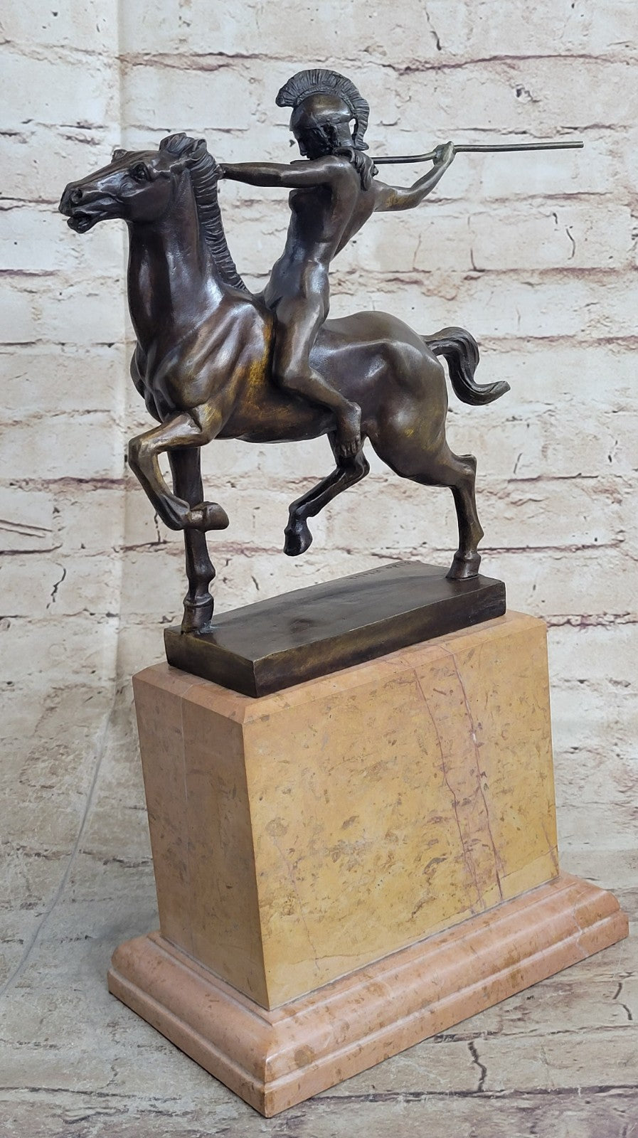 Original Vitaleh Female Amazon Girl With Hat Bronze Sculpture Marble Base Statue