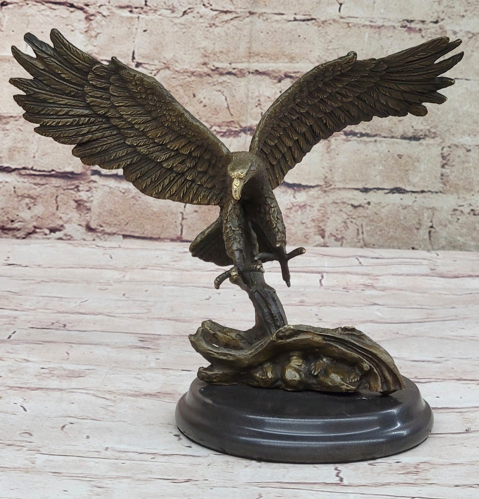 100% Real Bronze Statue AMERICAN BALD EAGLE Figure Sculpture Art Figurine SALE