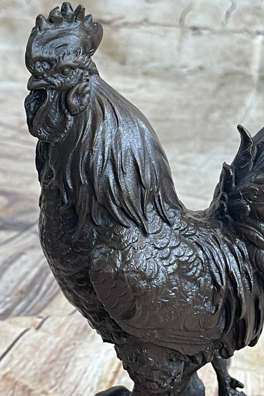 Handcrafted Detailed Hot Cast Farm Rooster Farm Decoration Bronze Sculpture Sale