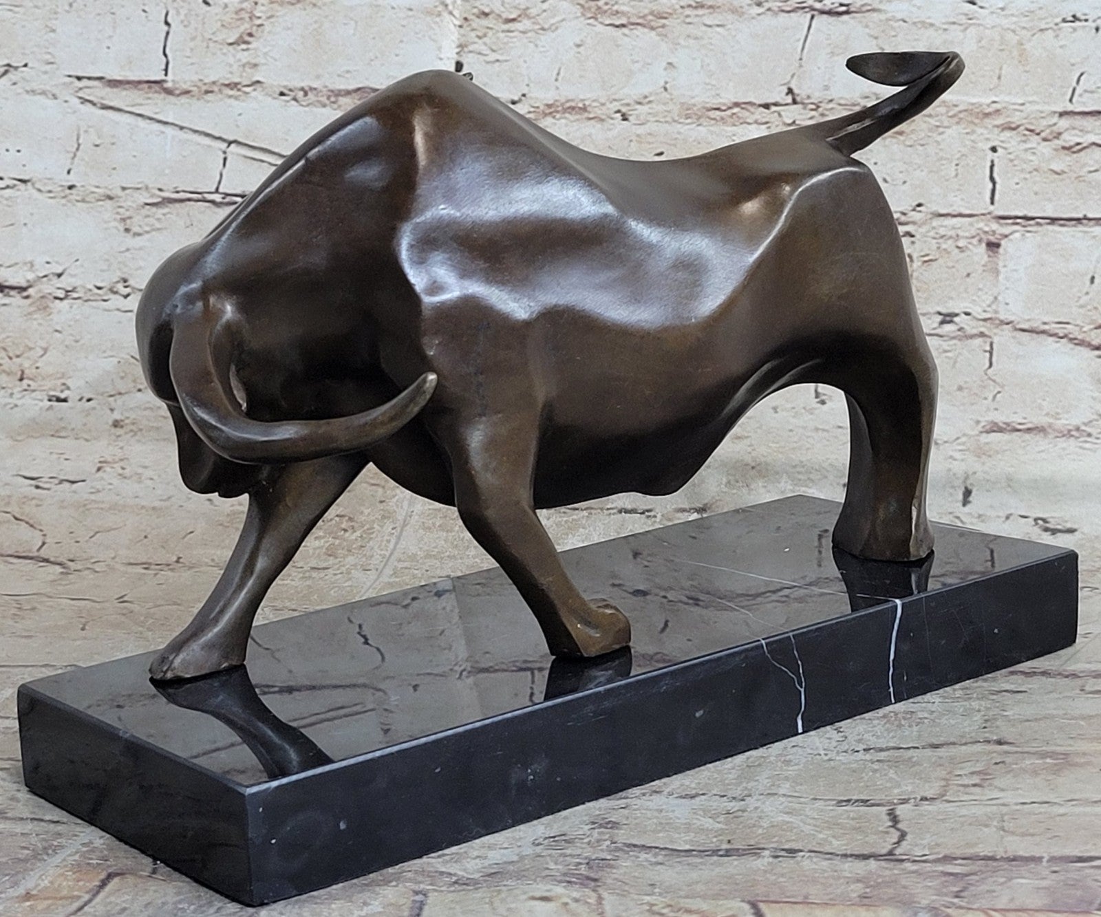 Bronze Sculpture Modern Art Stock Market Bull Hot Cast Marble Figurine Figure NR