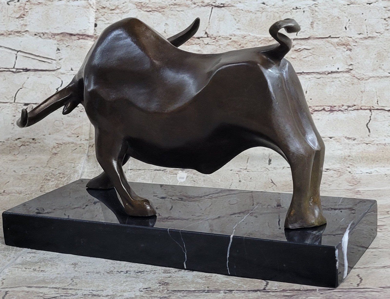 Bronze Sculpture Modern Art Stock Market Bull Hot Cast Marble Figurine Figure NR