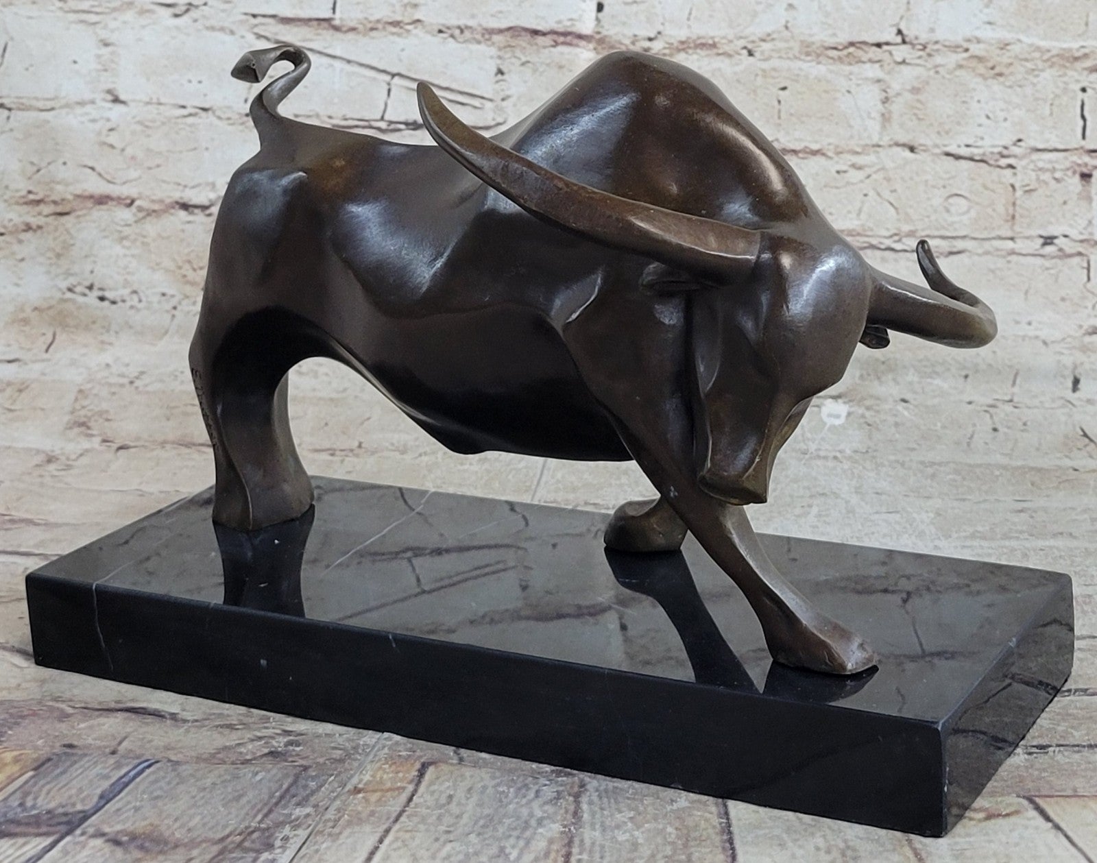 Bronze Sculpture Modern Art Stock Market Bull Hot Cast Marble Figurine Figure NR