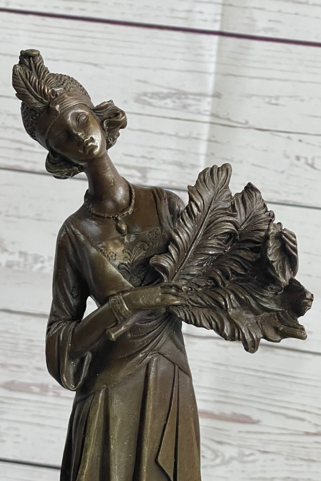 Handcrafted bronze sculpture SALE Art Gown Feather Milo *