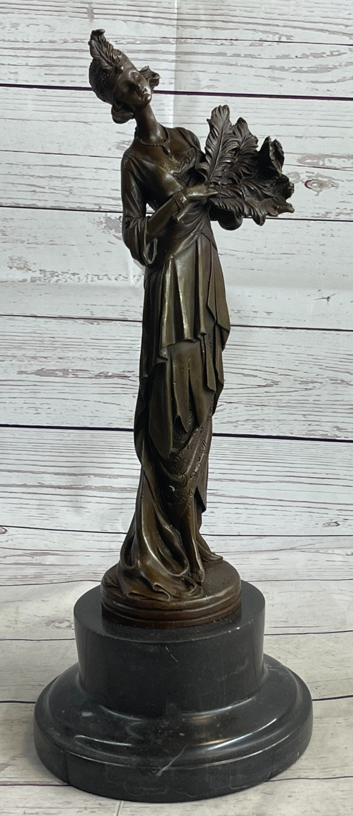 Handcrafted bronze sculpture SALE Art Gown Feather Milo *