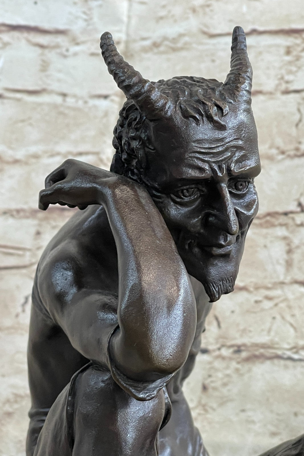 Limited Bronze! Pensive Lucifer, Satan, Devil, Bronze Sculpture on Marble Base,