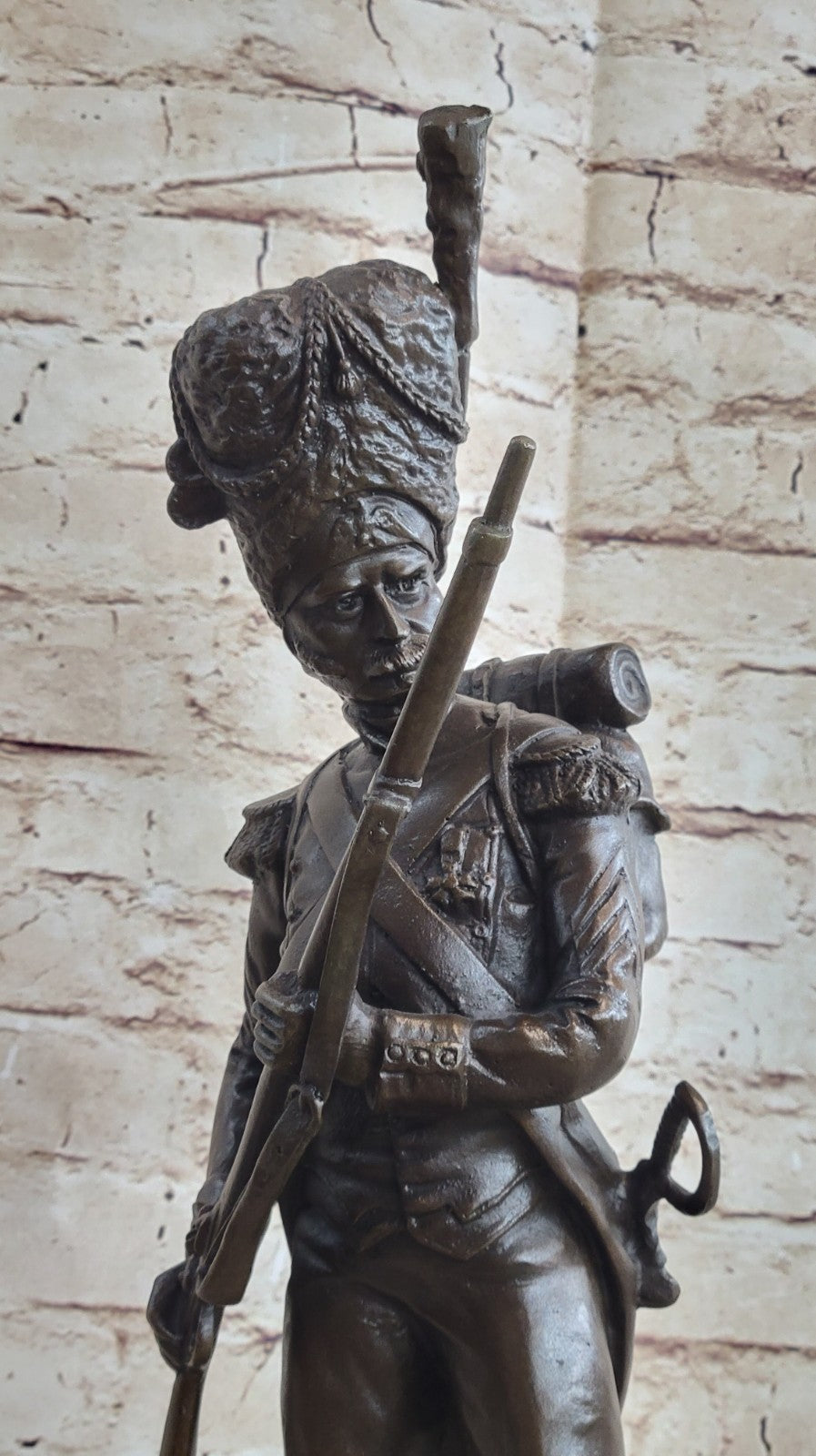 Masterpiece of European Art: Handcrafted Bronze Sculpture Depicting a  Russian Soldier