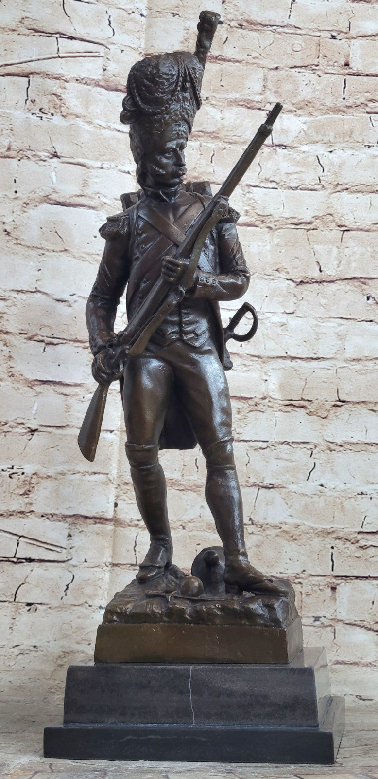 Masterpiece of European Art: Handcrafted Bronze Sculpture Depicting a  Russian Soldier