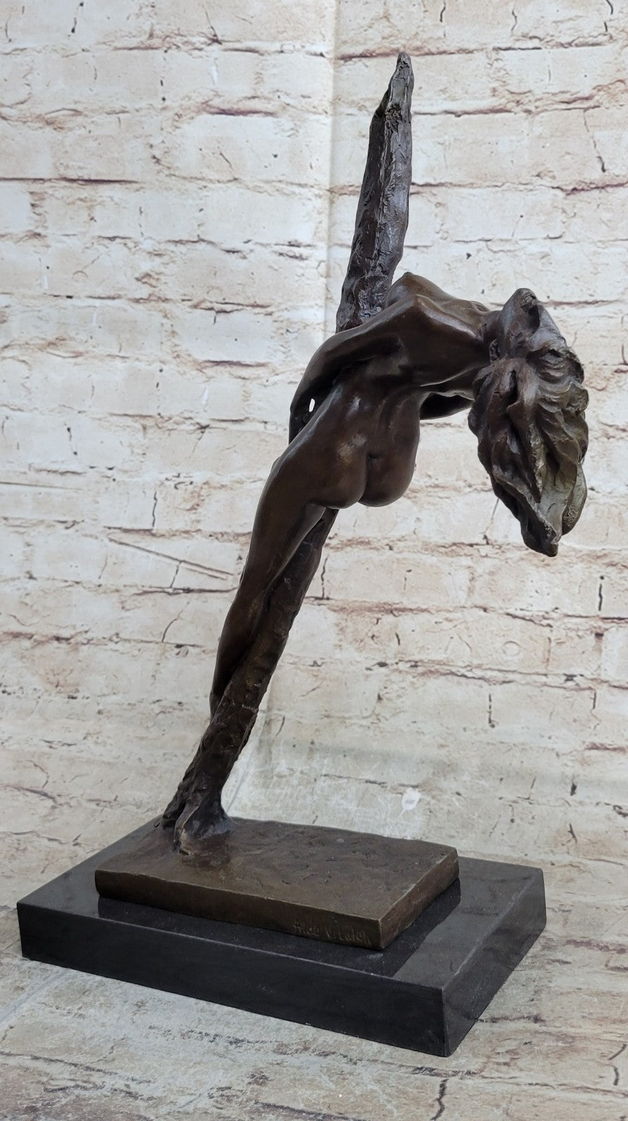 Signed Original Italian Artist Aldo Vitaleh Erotic Nude Lady Bronze Sculpture Gift