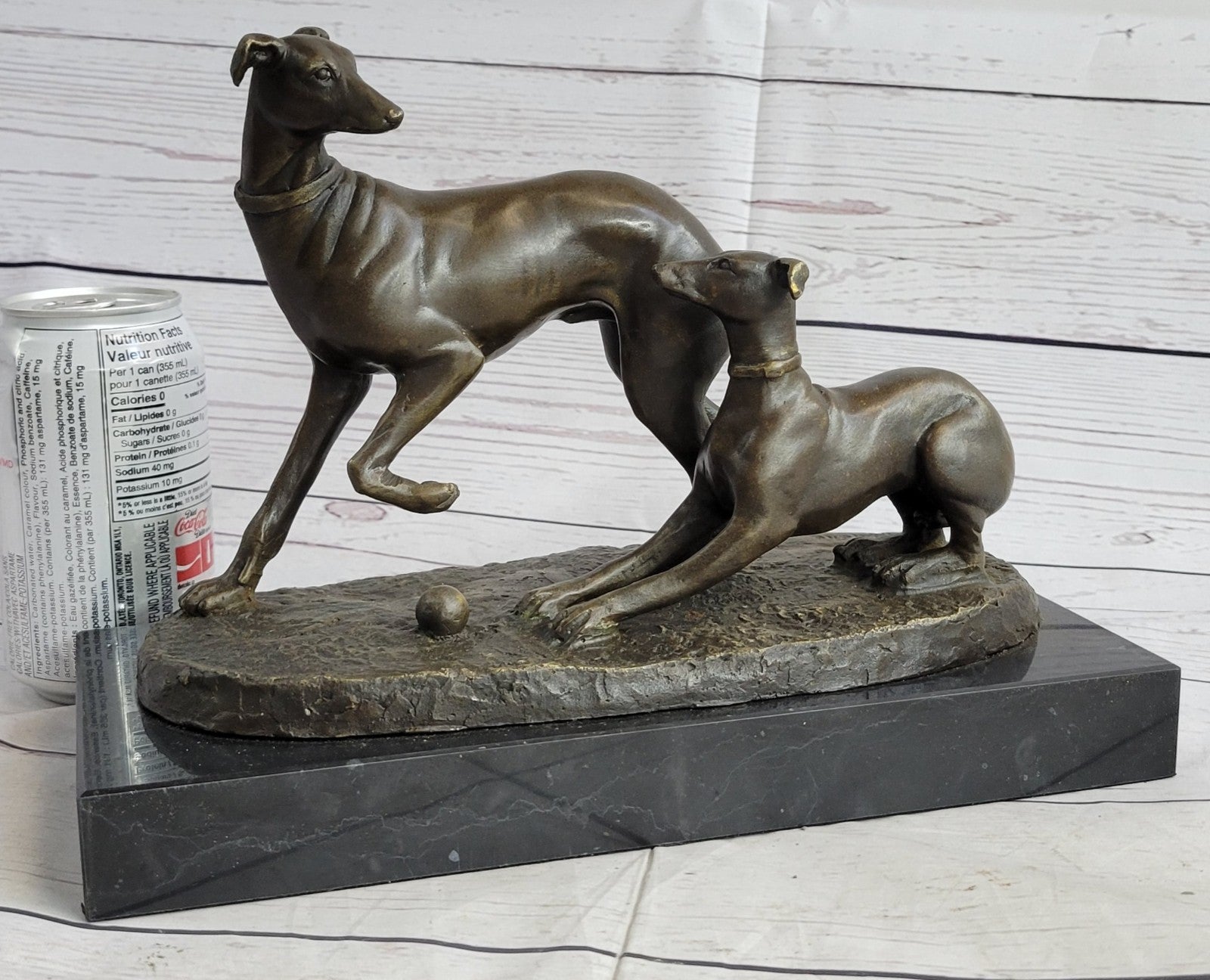 Art Deco Two Cute Greyhound Dog Dogs Musuem Quality Artwork by Mene