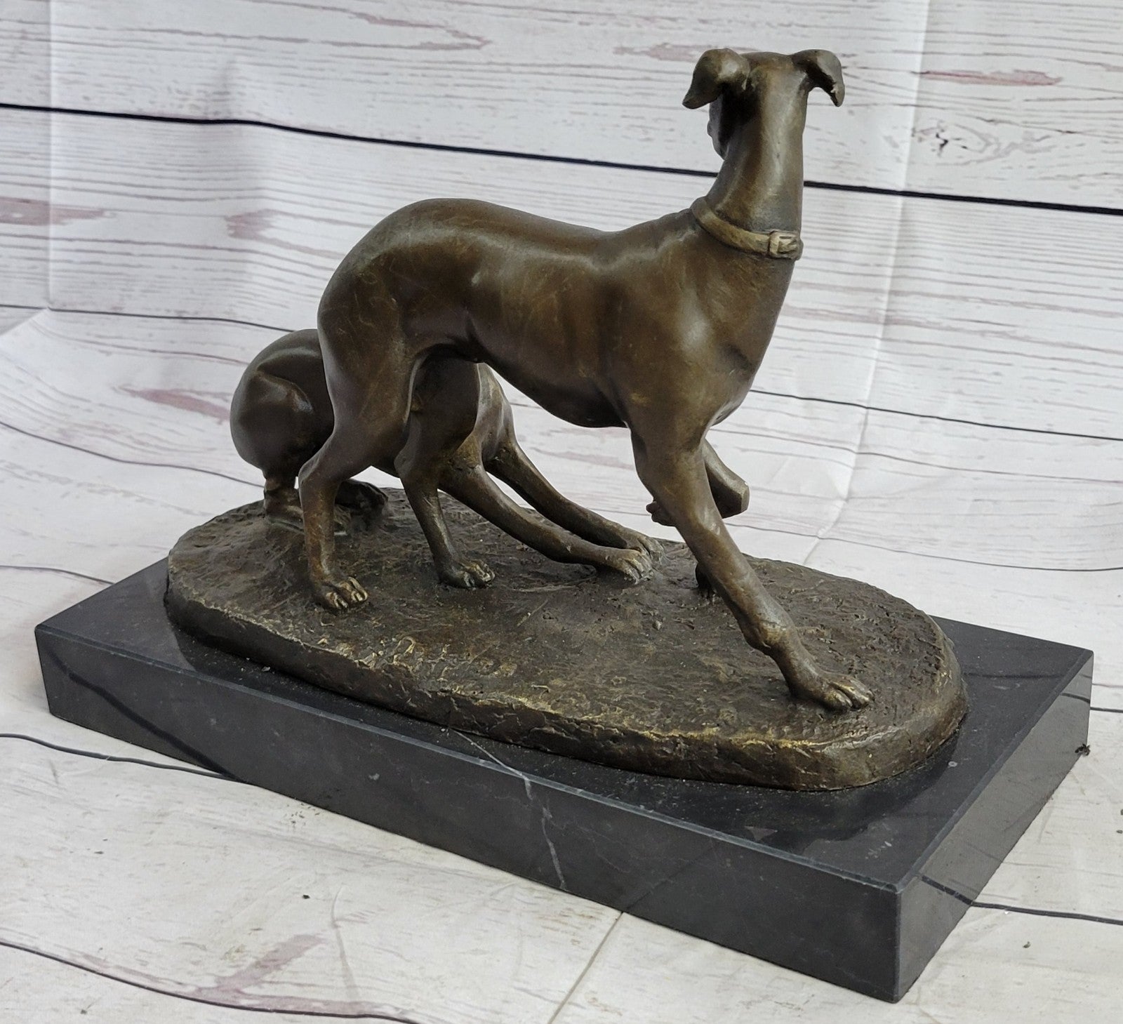 Art Deco Two Cute Greyhound Dog Dogs Musuem Quality Artwork by Mene